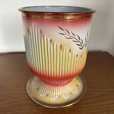 Vintage Emaille Vase Rot Gelb