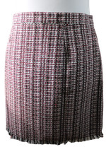 bonprix Damen Boucle Rock mit Fransen Schwarz Weiß Rot Kariert Übergröße Herbst