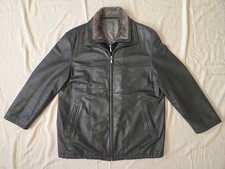 Herren Nappa Leder Jacke Schwarz, Abnehmbarer Kragen Größe XL