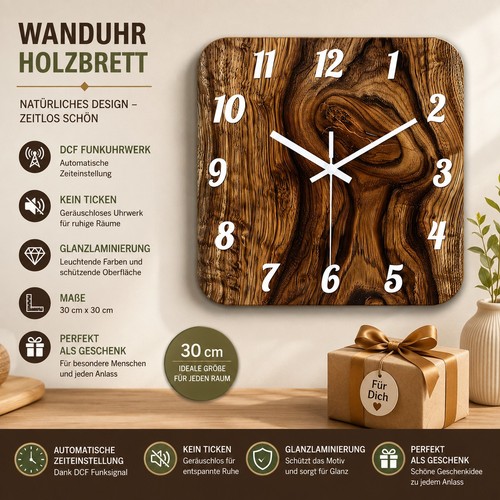 Wanduhr funkuhrwerk holzbrett - funkuhrwerk,