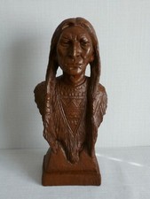 große Skulptur / Büste Indianer - Höhe ca. 43 cm - Handarbeit aus USA – 1987