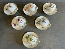 6x KPM Berlin Gedeck Mokkagedeck Espresso Tasse / Untertasse Blumen Malerei #724