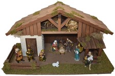Alfred Kolbe Weihnachts Krippe Stall Holz Dekoration mit Figuren 59x30x31cm B Wa