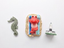 Badezimmer Deko Konvolut - Frosch am Strand, Seepferdchen, Leuchtturm - sehr gut