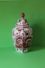 beachtliche Deckelvase Amphore Kaminvase Delfter - Stil Delfts Rot