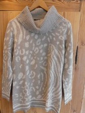 Luisa Cerano | Damen Pullover Rolli Rollkragen Pulli taupe natur Muster Gr. 40