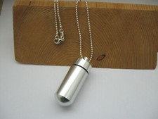 ✅ Halskette, 925 Silber plattiert + Anhänger Notfallkapsel, SOS, Alu, Urne ⭐⭐⭐⭐⭐