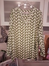 Bluse Tunikabluse Frühling Sommer V-Ausschnitt Langarm Mintgrün Khaki Gr. 46