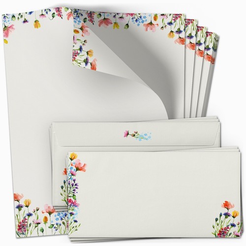 Briefpapier mohnblumen set - briefpapier, a4