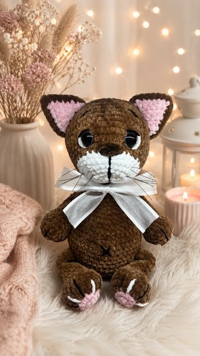 Kuscheltier katze gehäkelt - kuscheltier,