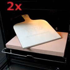 2x PIZZASTEIN / BROTBACKSTEIN 40x30x3 cm Schamottestein mit Schaufel - B-Ware