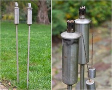 Edelstahl Gartenfackeln 84 cm mit Deckel Fackeln Für Terrasse oder Garten 