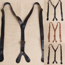 Klassische Leder H Rücken Hosenträger Knopfverschluss für Herren Arbeit Clipon Gürtel