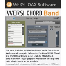 Wersi OAX V3.0 Chord Band Software, Verwandelt Melodien in Big Band und