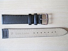 Uhrenarmband - Leder - Schwarz -10, 12, 14, 16, 18, 20, 22 mm mit schwarzer Naht