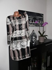 ♥ NEU  Kleid Stiefelkleid elegant 3/4 arm braun weiß 42 44 46 48 gr ♥