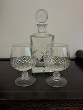 Kristall Karaffe mit 2 Gläser für Whiskey Cognac Vintage massiv -Top Zustand!