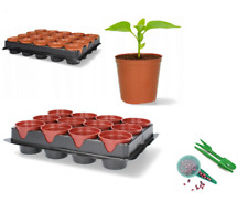 Anzuchtplatte Pikierplatte + 12/20 Saattopf Topfplatte Anzuchttöpfe Pflanztöpfe