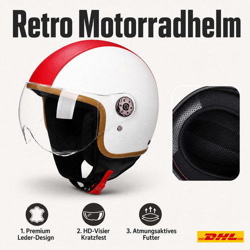 Lederoptik motorradhelm 4 - motorradhelm, 3/4