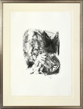 Heisig, Bildnis Wolfgang Mattheuer. [1989]. [Sign. Orig.-Lithografie, gerahmt].