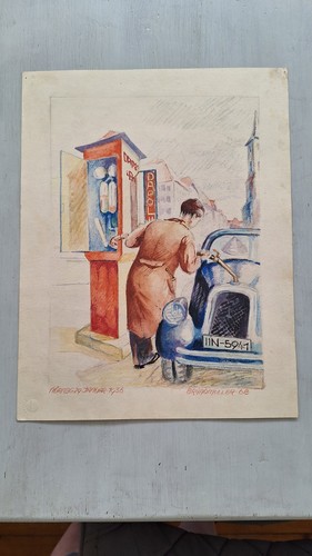 Aquarell tankstelle dapolin - -,