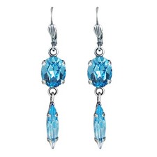 Grevenkämper Ohrringe Swarovski Kristall Silber Oval Navette lang blau Aquamarin