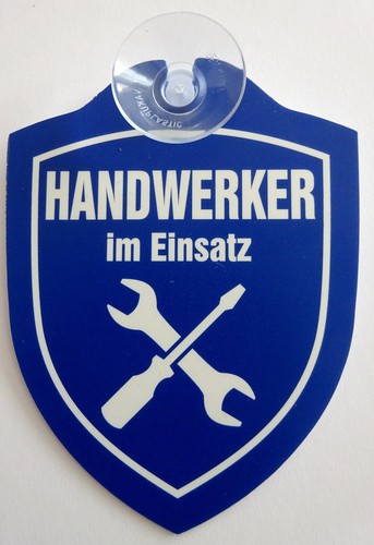 Schild mit saugnapf handwerker - mit,