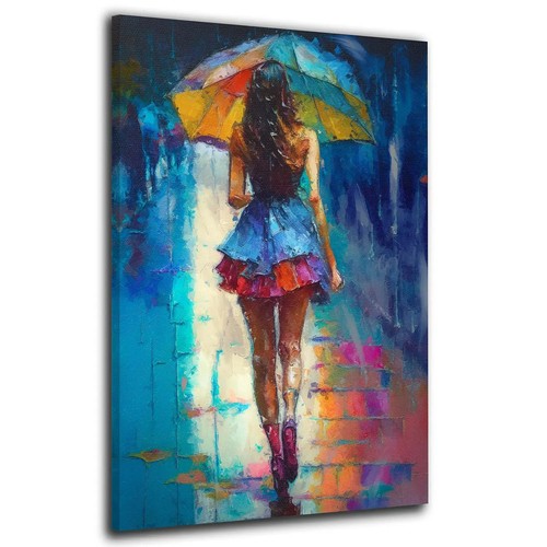 Frau mit regenschirm wandbild - frau,