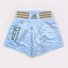 ADIDAS NEU Boxing Glanz Shorts L Sport Vintage weiß Kick Box Muay Thai Kampf Gym