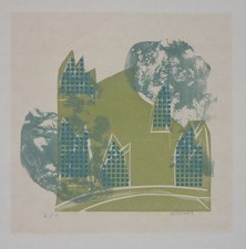 Wacholder V - HAP Grieshaber signierter Farb-Holzschnitt Walholderalb 1965