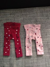 2 Leggings rot/rosa gepunktet, Gr. 74/80