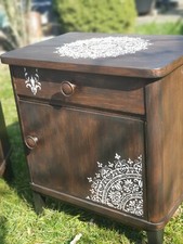 2 Kommoden Schränkchen mit Blumen Mandala Dekor Unikat Bohem Kolonial UPCYCLING 