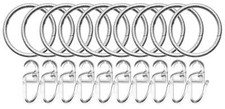 10 Gardinenringe mit Faltenlegehaken »Köln«  Ø 35/40 mm Silber Gardinenstange