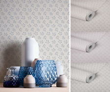 Landhaus Vliestapete Blumen Tapete mit Blümchen florale Küchentapete Blau Weiß