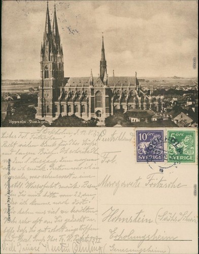 Ansichtskarte uppsala dom - dom, 1932