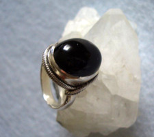 Ring mit Onyx, 925er Silber, Gr.18,8 - Schwarz