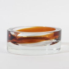 Cenedese Murano Glas ca. 1960-65 sommerso Schale sehr groß Band honig
