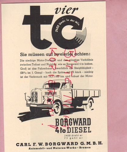 Bremen werbung 1952 - carl, fw