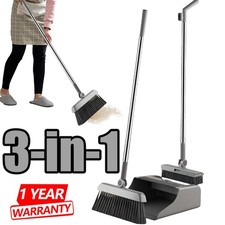 3-in-1 Kehrgarnitur Besen mit Schaufel Set für Innen Außen Küche Bad Reinigung