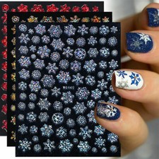 Weihnachten Nagel Kunst Aufkleber Weiß Schneeflocken Glitzer Gel Nagellack # Au↑