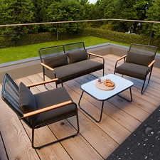 GARMIO® Rattan Sitzgruppe Sitzgarnitur Gartenmöbel Essgruppe Lounge Set RIMINI