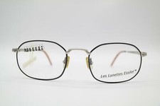 Vintage Essilor Art Deco 826 Schwarz Silber Oval Brille Brillengestell NOS
