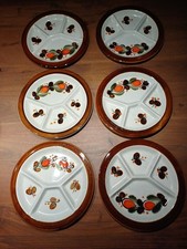 6 Stück Keramik Fondueteller Vitange Retro Braun Schramberg Bernau 70er Grillen 