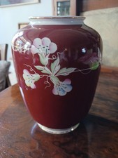 Vase Spechtsbrunn Motiv Blumen Floral rot weiß handgemalt