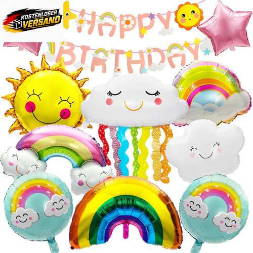 Regenbogen ballons geburtstag - regenbogen,