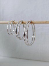 Creolen  925 Silber, Minimalistische Ohrringe, breite Hoops e 3mm x 30 40 50 mm