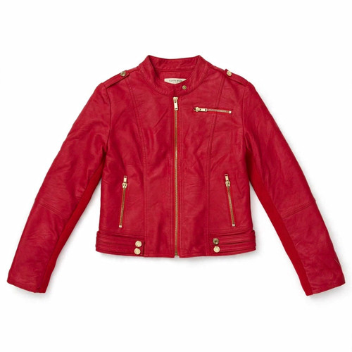 Twinset leder bikerjacke - leder, rot