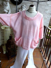 5324 Sarah Santos Top, Größe: L 100 Leinen rose, 2 Taschen vorn, 1 Tasche hinten