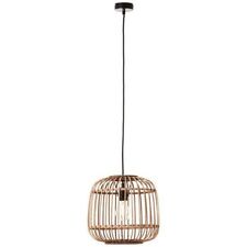 Brilliant Pendel Decke Lampe Leuchte NIKKA Metall schwarz Rattan natur 32x131 cm