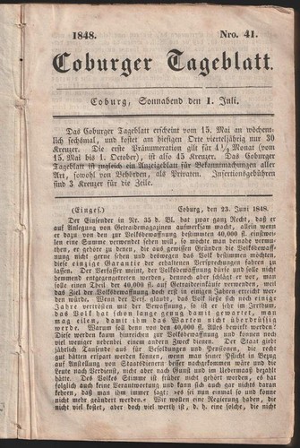 1848 coburger tageblatt - coburger, nr